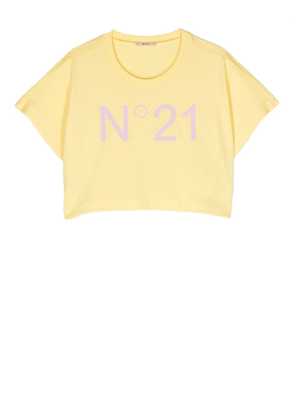Nº21 Kids logo印花短款T恤 - 黄色