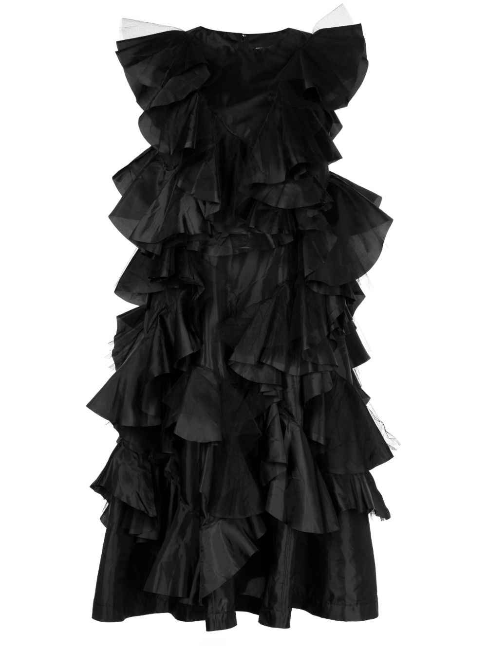Comme Des Garçons Comme Des Garçons 荷叶边A字连衣裙 - 黑色