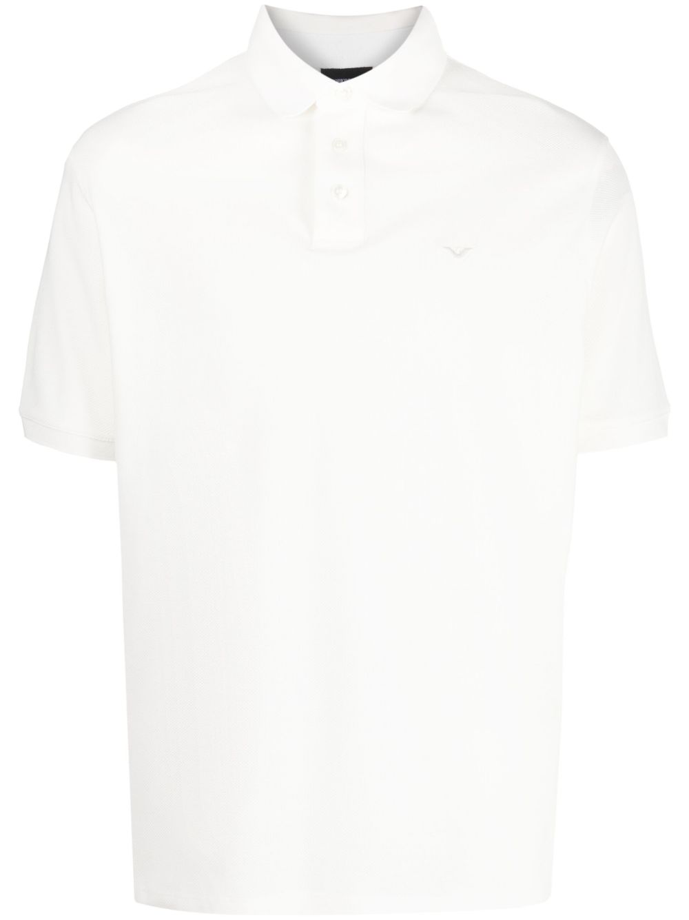 Emporio Armani logo刺绣衣领polo衫 - 白色