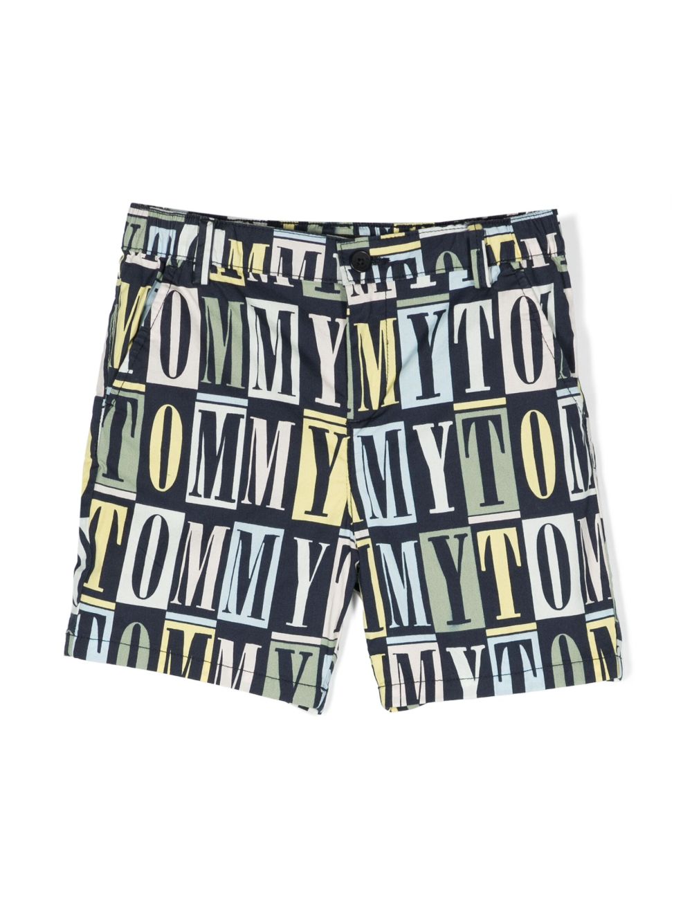 Tommy Hilfiger Junior logo印花棉短裤 - 蓝色