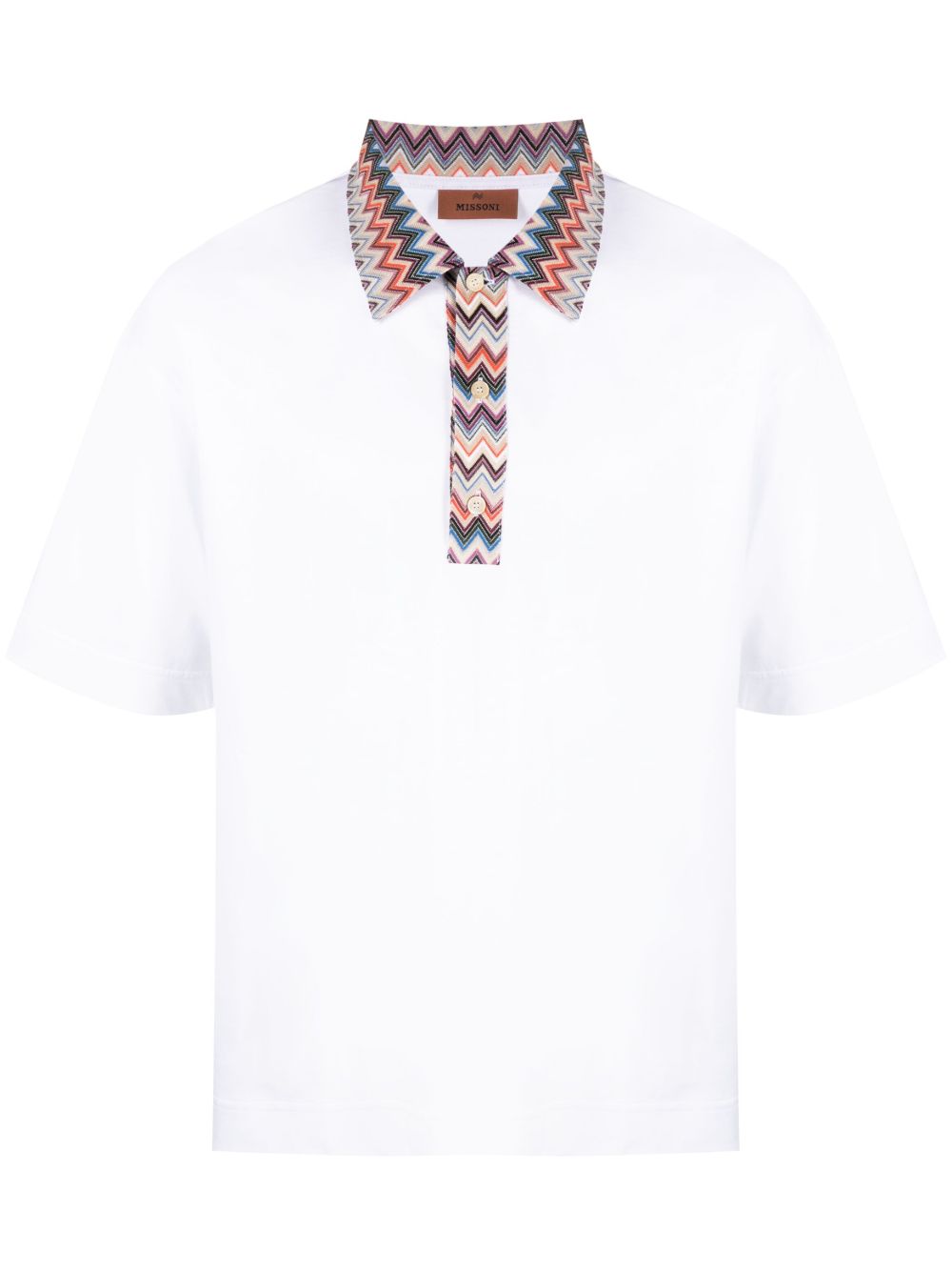 Missoni 人字纹边饰polo衫 - 白色