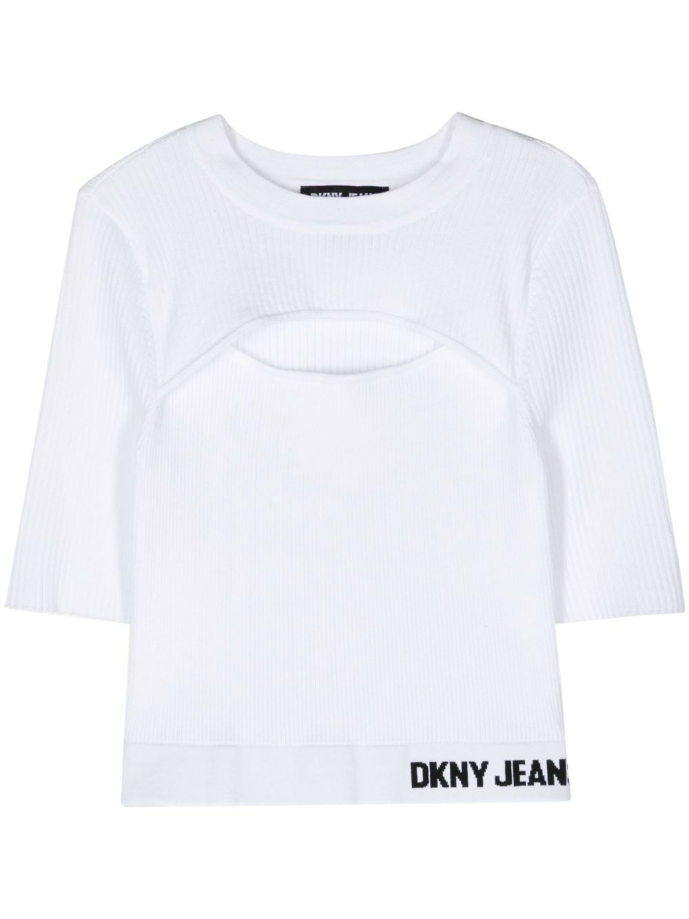 DKNY 镂空罗纹针织上衣 - 白色