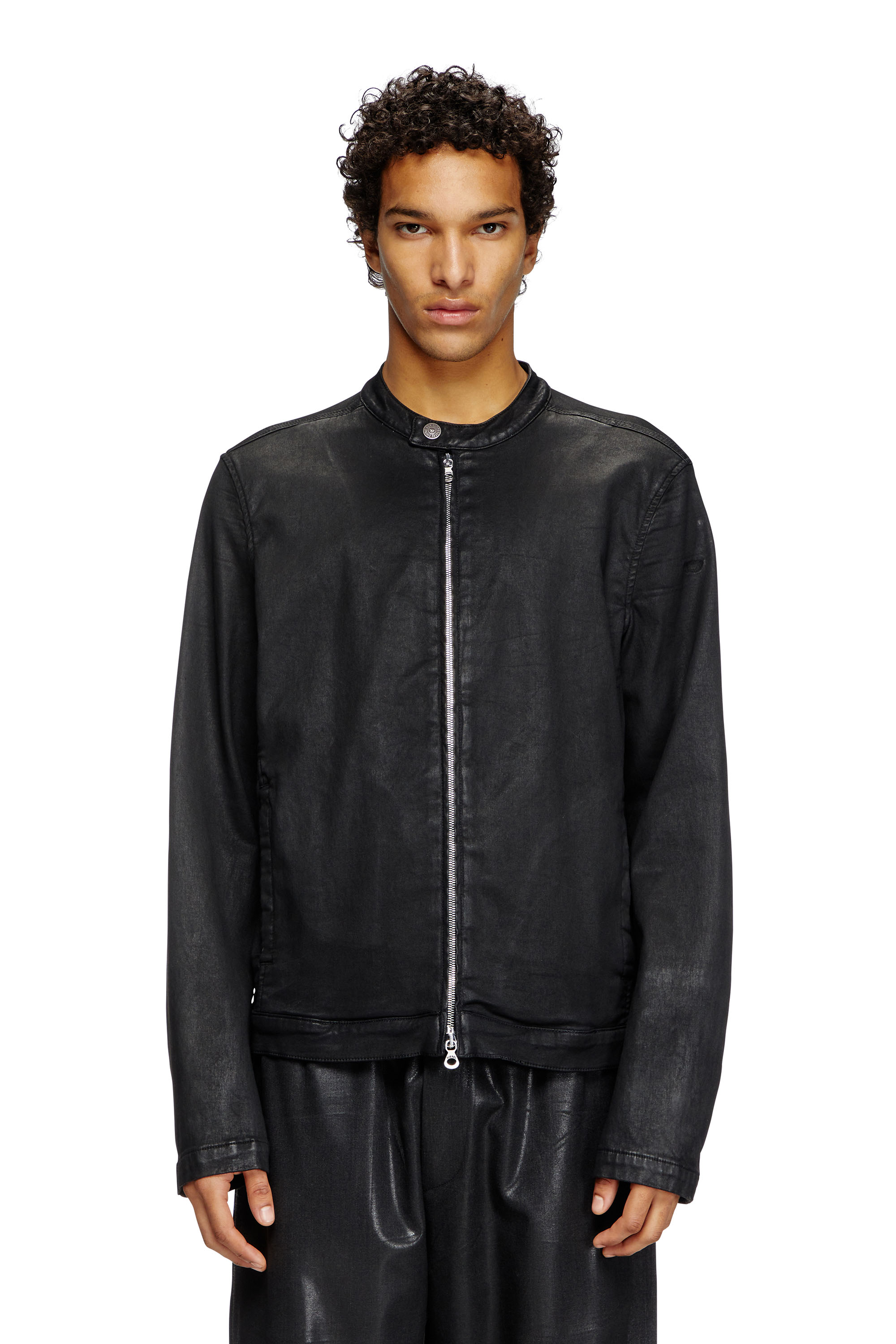 Diesel - Moto jacket in coated Jogg Jeans - Denim Jackets - Man - Black