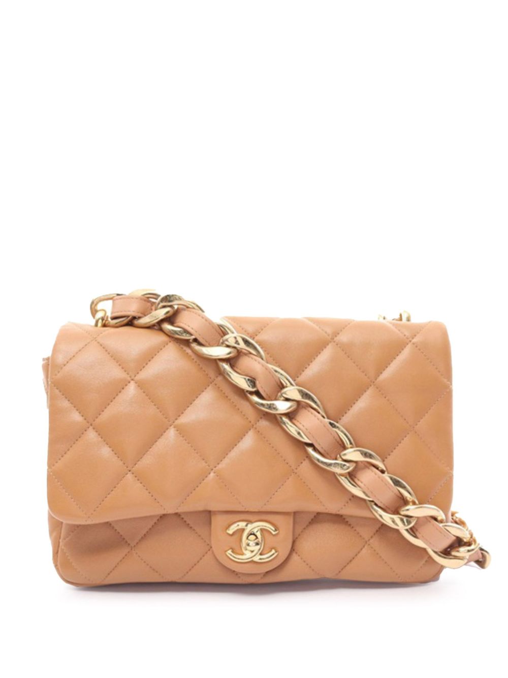 CHANEL Pre-Owned Funky Town Flap 大号绗缝小羊皮单肩包（2021-2024年典藏款） - 褐色