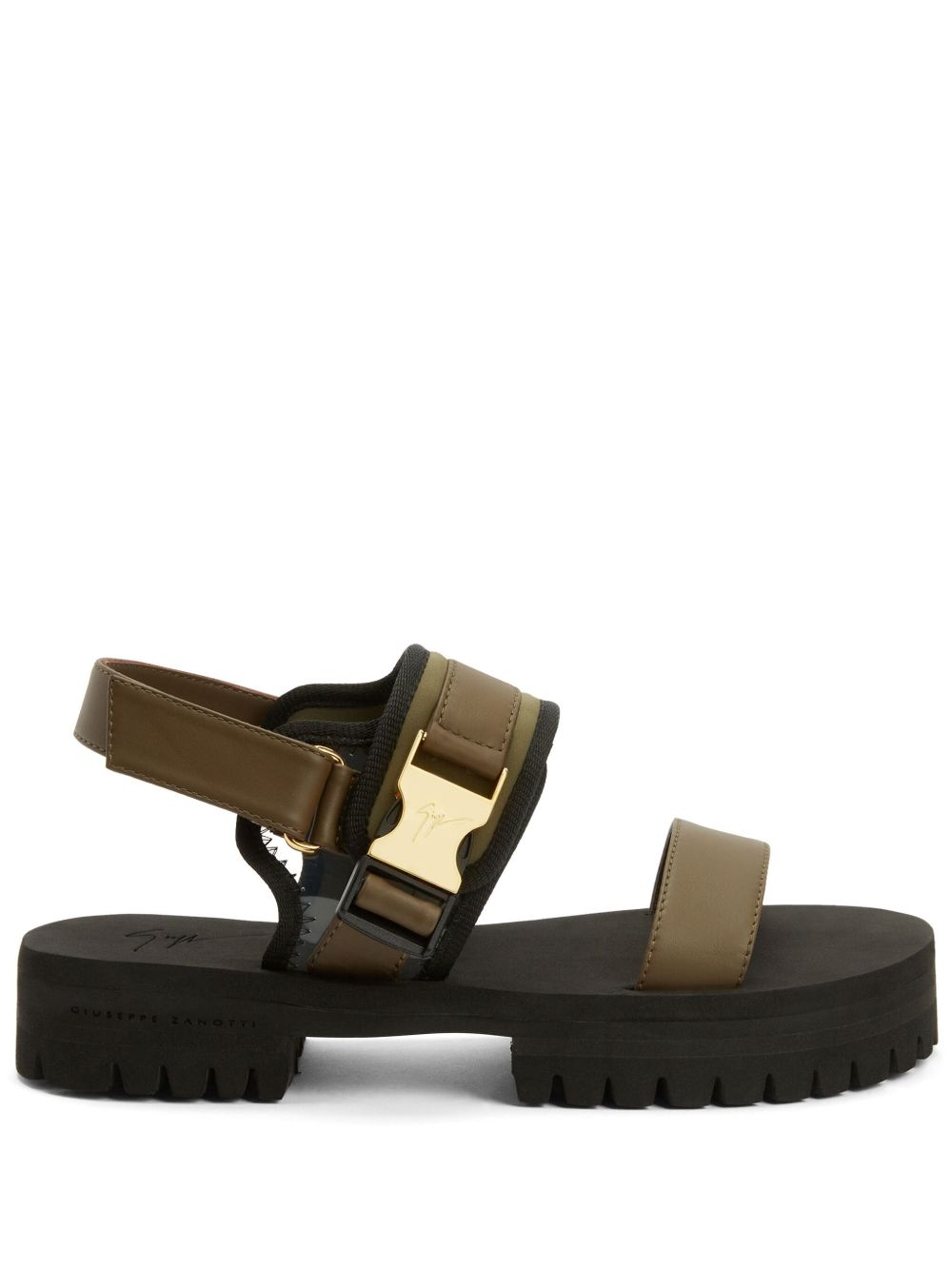 Giuseppe Zanotti Mederic logo扣环皮质凉鞋 - 绿色