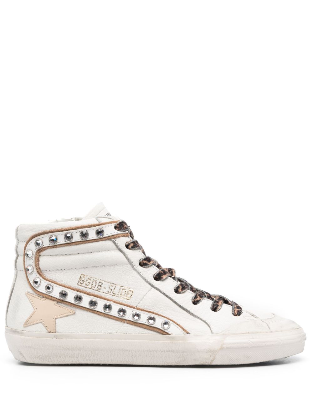 Golden Goose Slide 晶饰高帮板鞋 - 白色