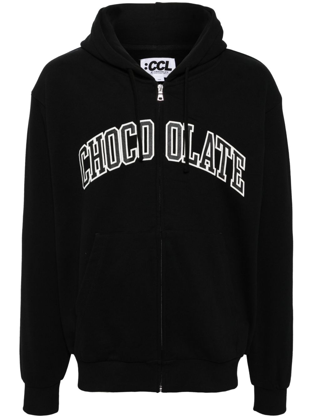 CHOCOOLATE logo印花连帽夹克 - 黑色