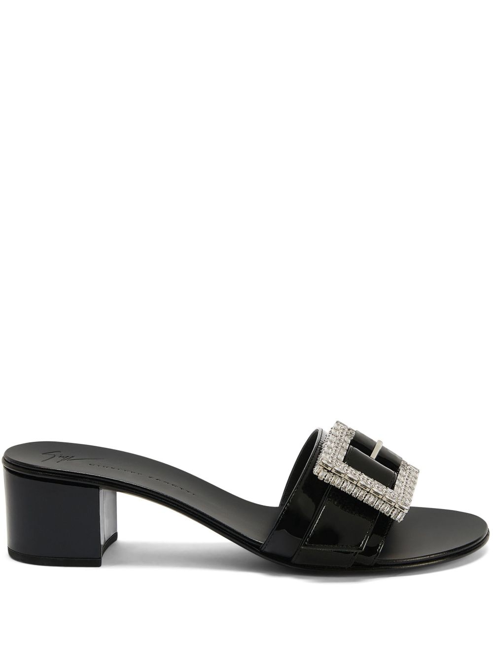 Giuseppe Zanotti Miss Buckle 晶饰低跟穆勒鞋 - 黑色