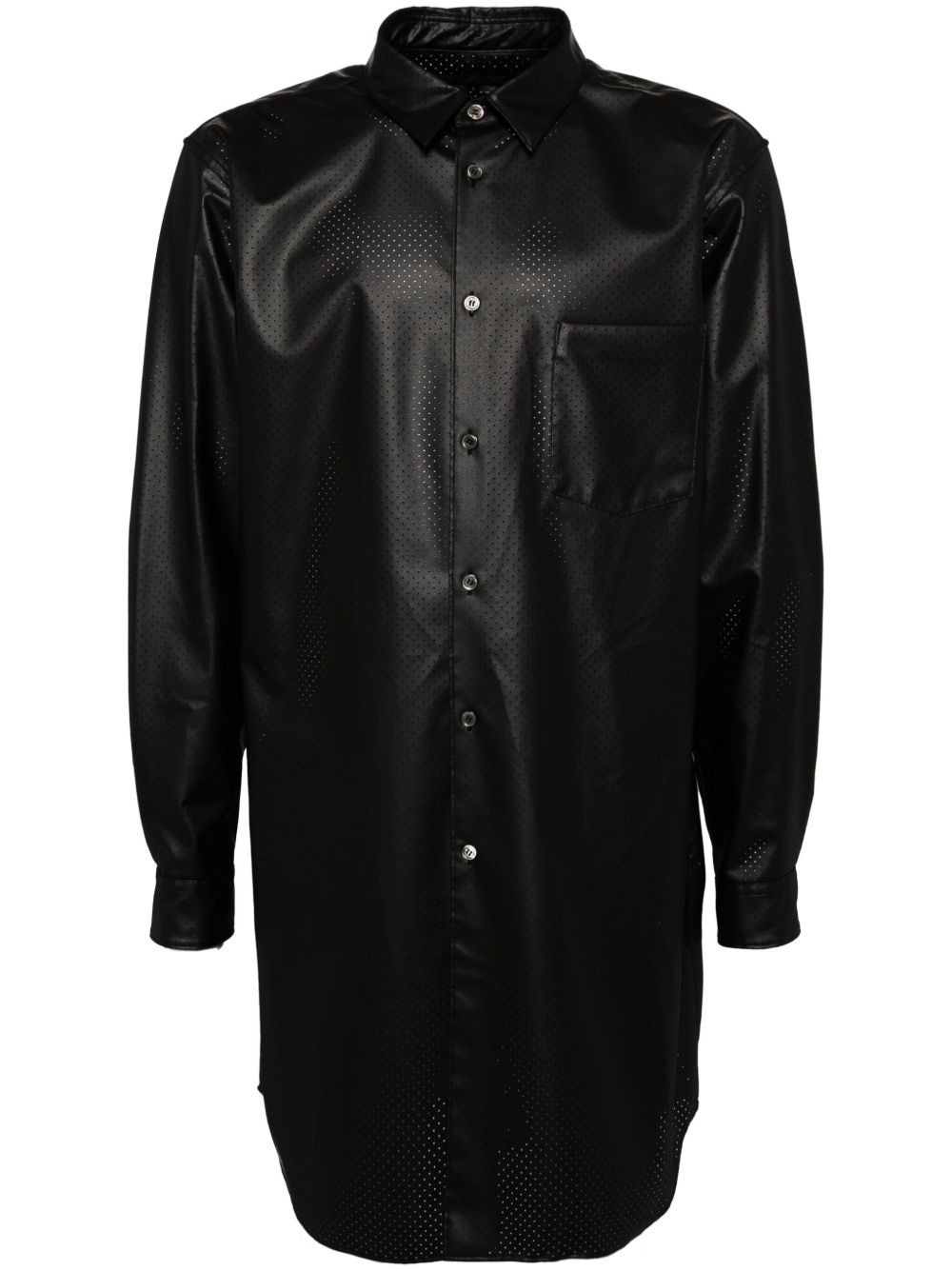 Comme des Garçons Homme Plus 穿孔人造皮革衬衫 - 黑色