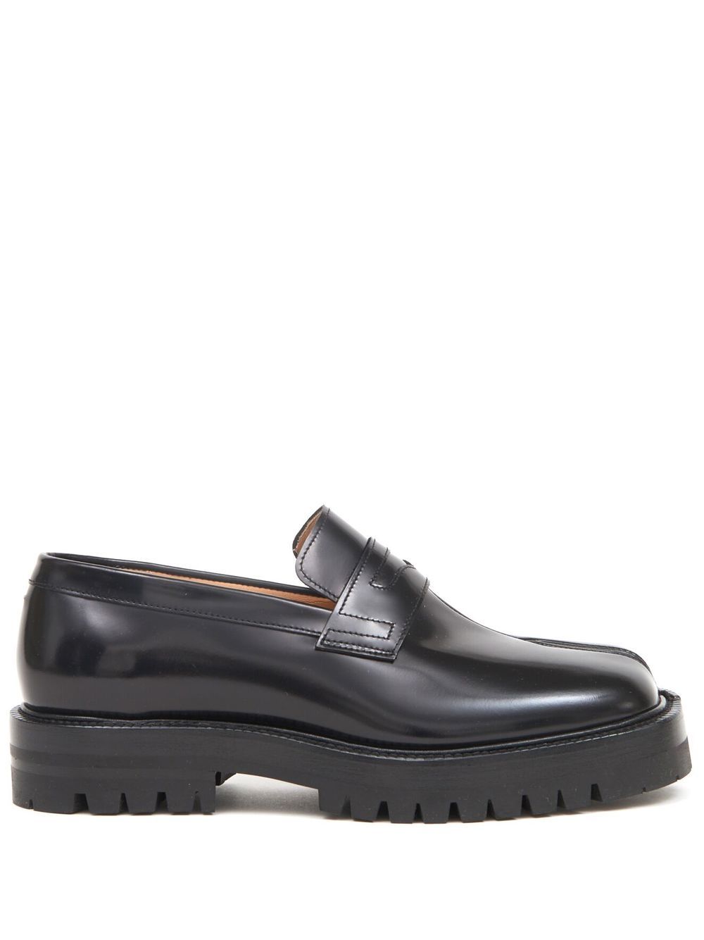 Maison Margiela Tabi 皮质乐福鞋 - 黑色