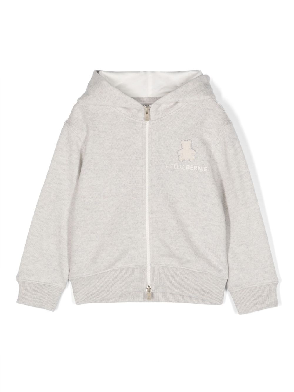 Brunello Cucinelli Kids logo刺绣羊绒连帽衫 - 灰色