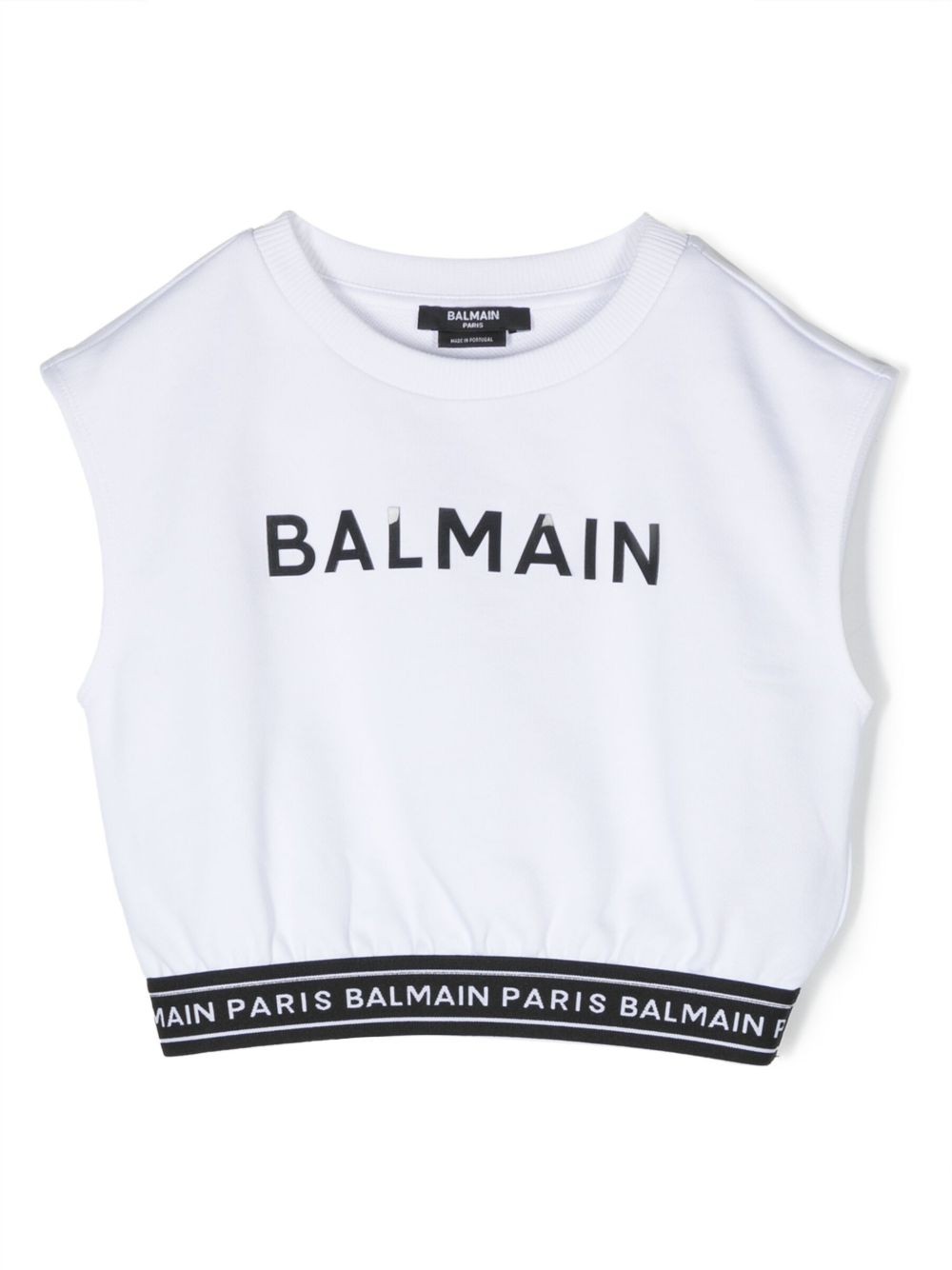 Balmain Kids logo印花棉上衣 - 白色
