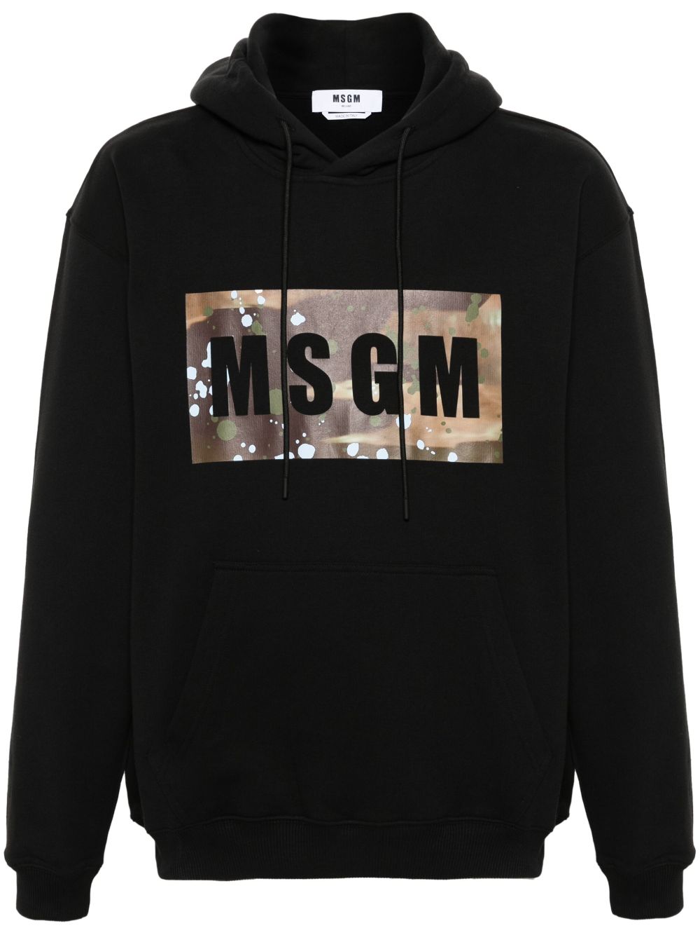 MSGM logo印花棉连帽衫 - 黑色