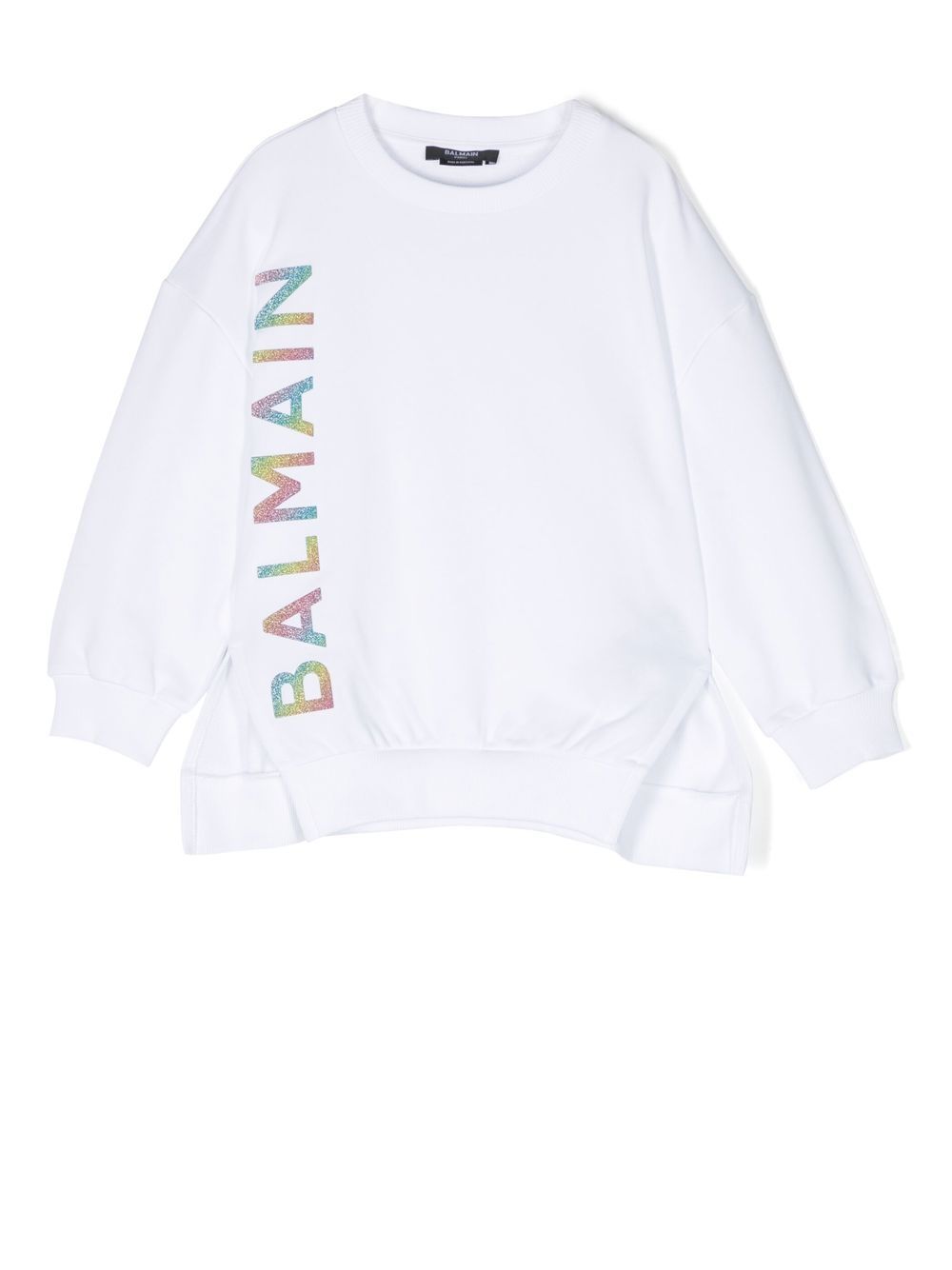 Balmain Kids logo印花棉卫衣 - 白色