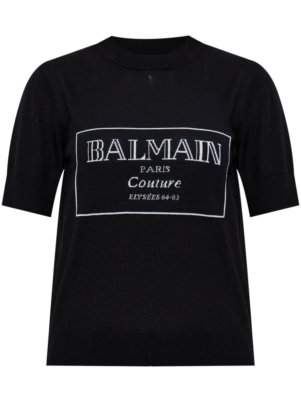 Balmain logo印花针织T恤 - 黑色