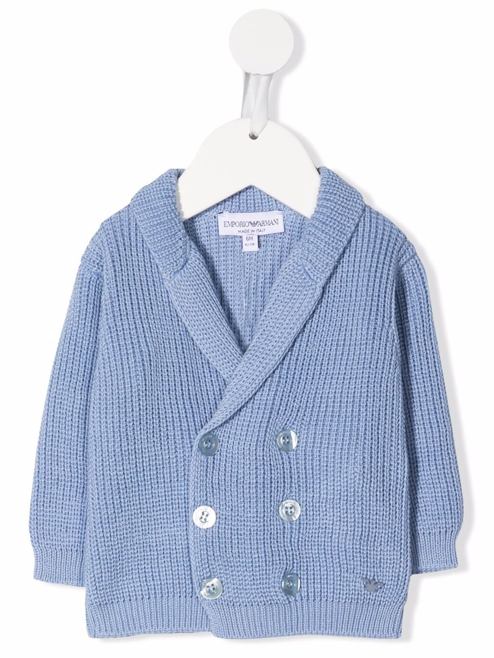 Emporio Armani Kids 双排扣开衫 - 蓝色