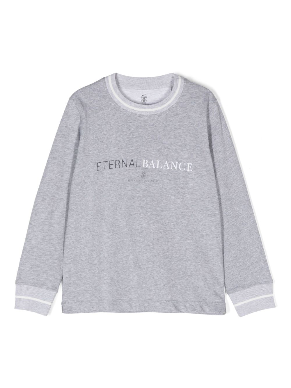 Brunello Cucinelli Kids logo印花卫衣 - 灰色