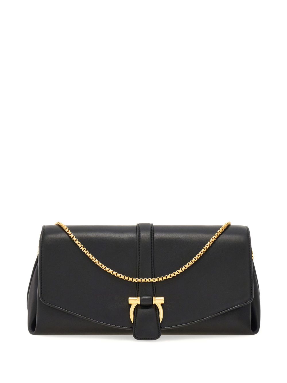 Ferragamo 正面翻盖中号单肩包 - 黑色