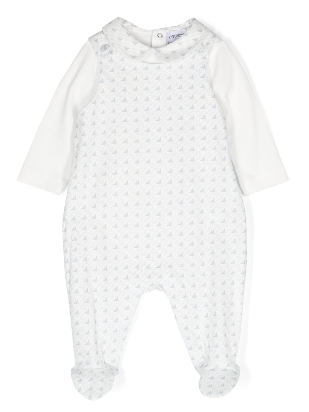 Emporio Armani Kids logo印花连体衣套装 - 白色