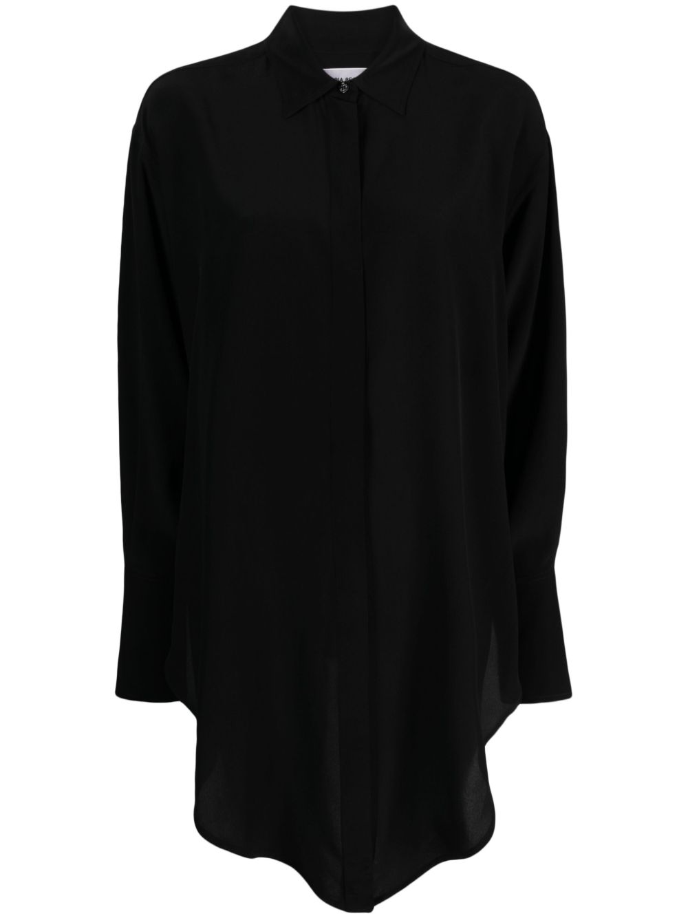 Victoria Beckham Wrap Front 真丝衬衫 - 黑色