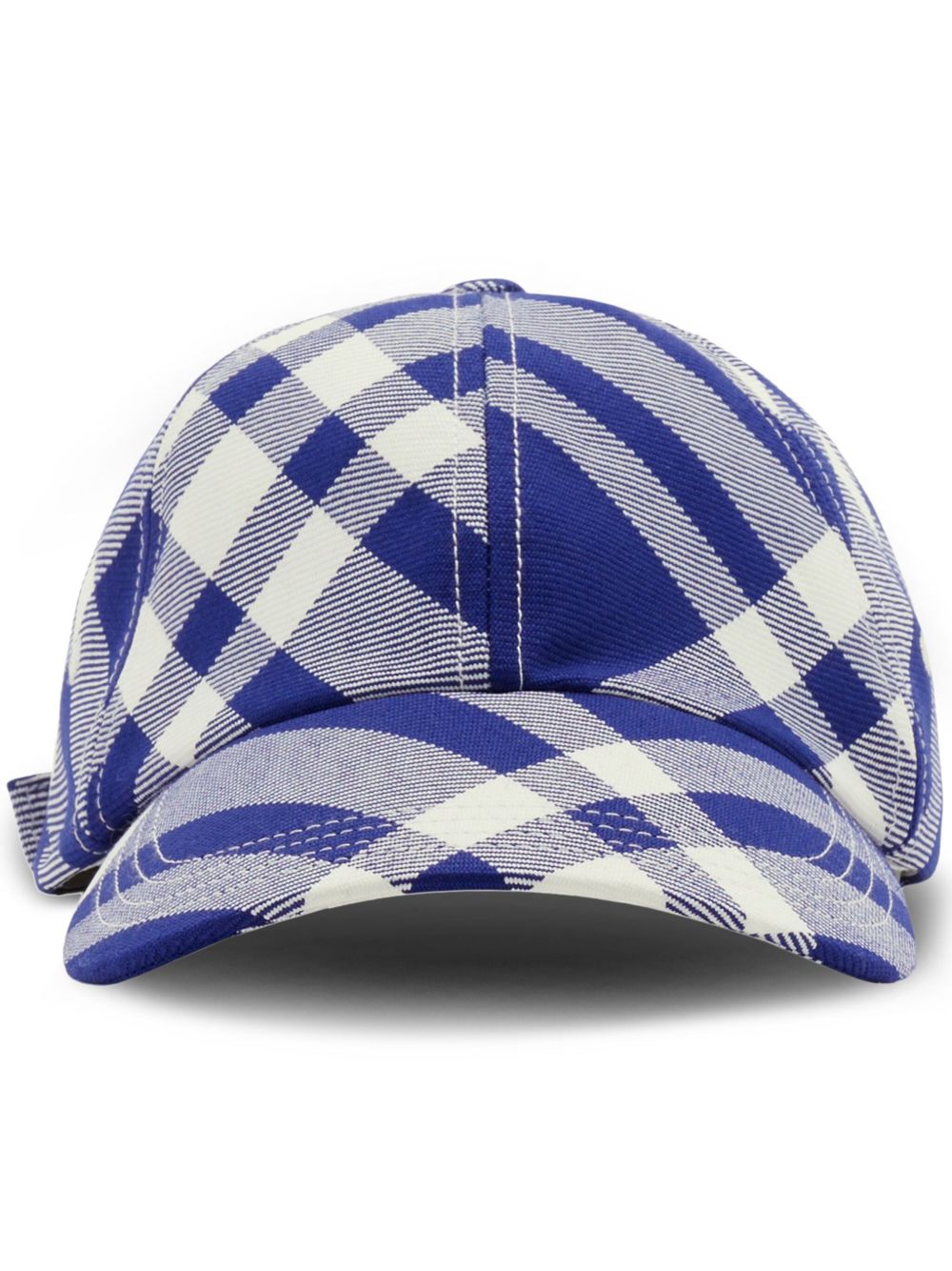 Burberry 格纹棉棒球帽 - 蓝色