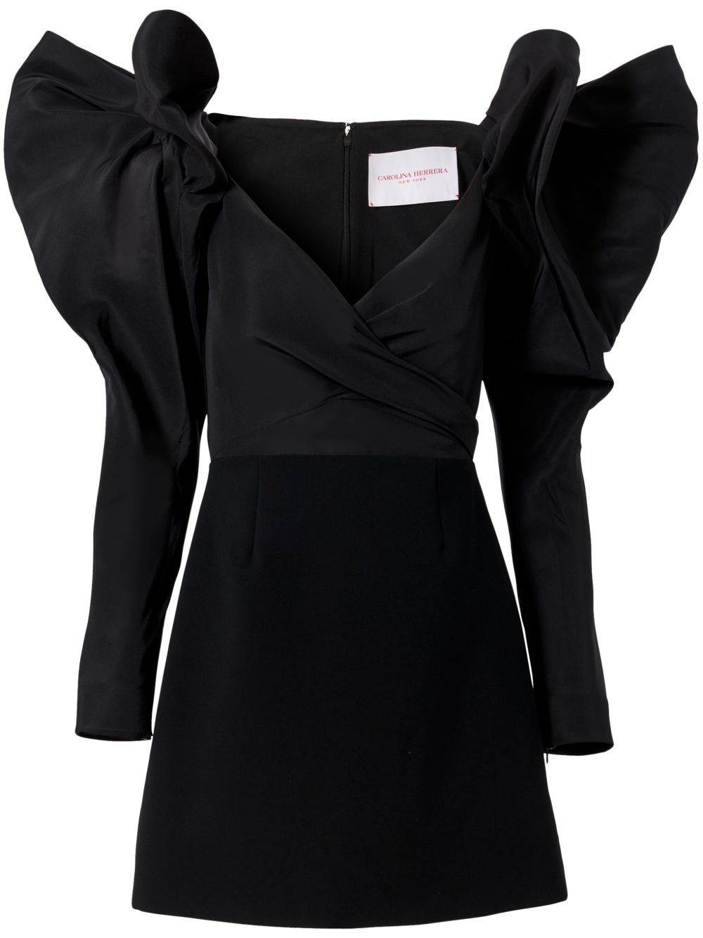 Carolina Herrera 蝴蝶结细节裹身式迷你连衣裙 - 黑色