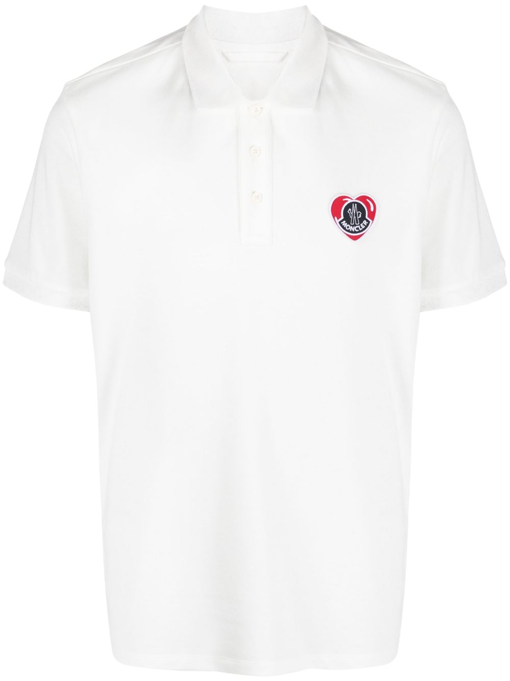 Moncler logo刺绣棉polo衫 - 白色