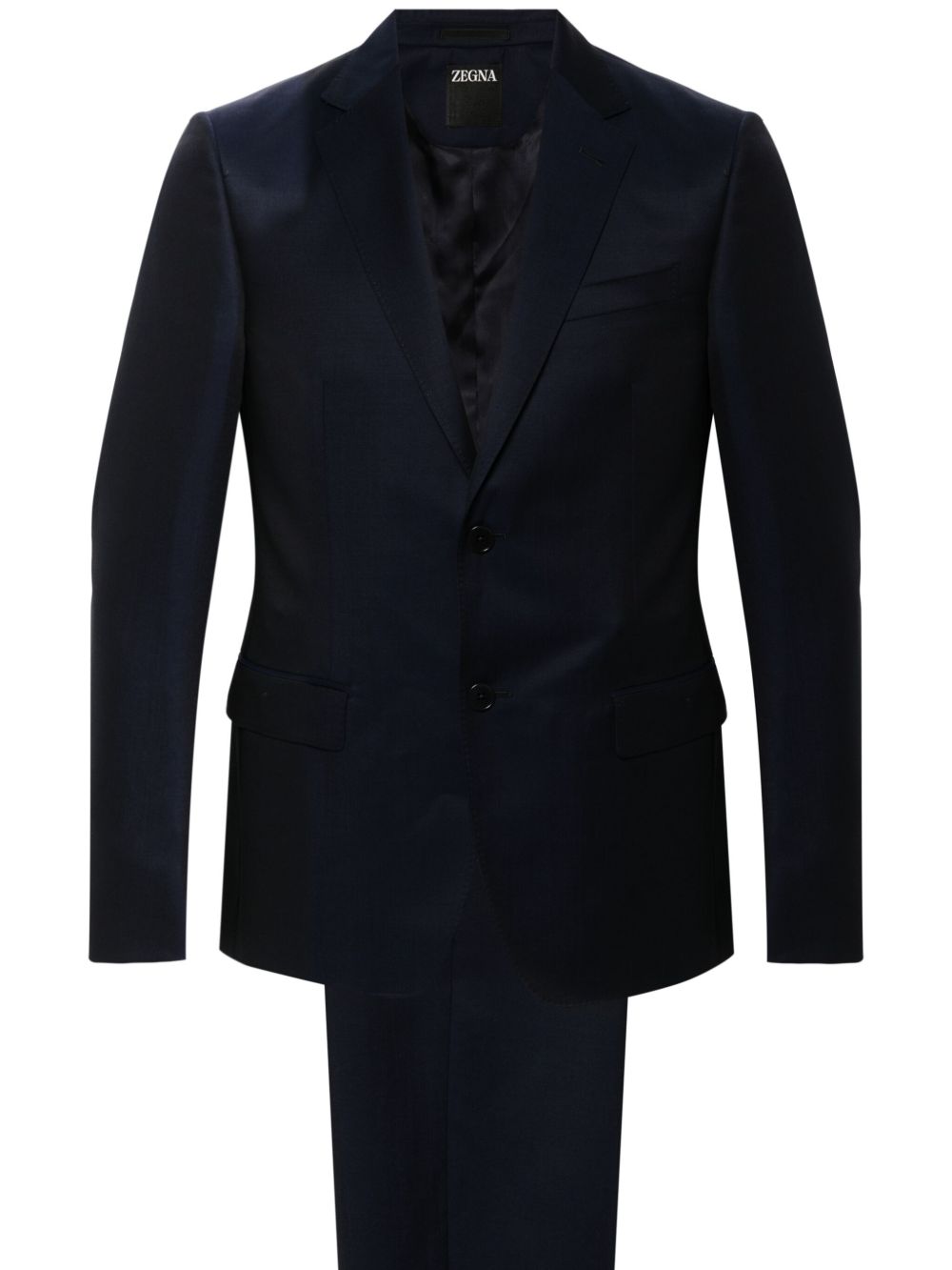 Zegna 单排扣西装套装 - 蓝色