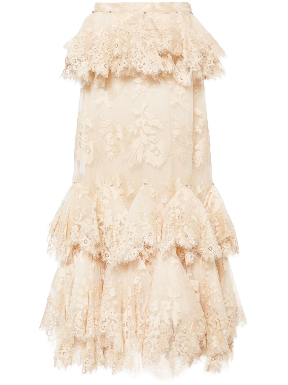 ZIMMERMANN Eden 蕾丝不规则裙摆半身裙 - 中性色