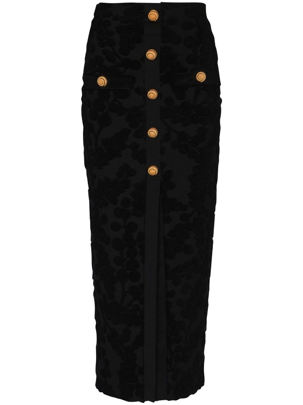 Balmain 提花中长半身裙 - 黑色