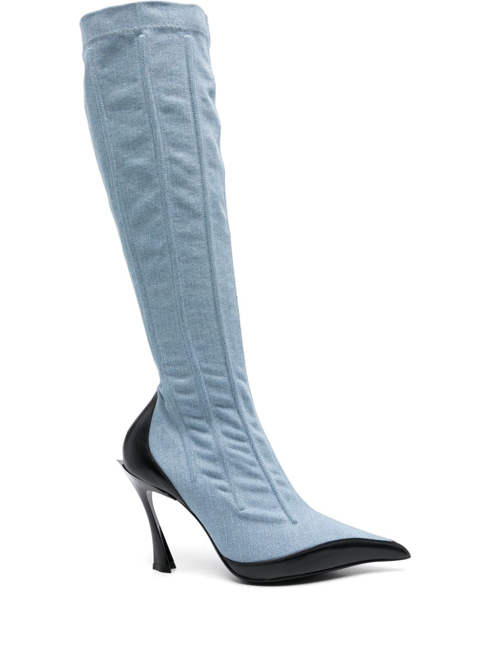 Mugler Fang 双色高跟靴（10.5厘米） - 蓝色