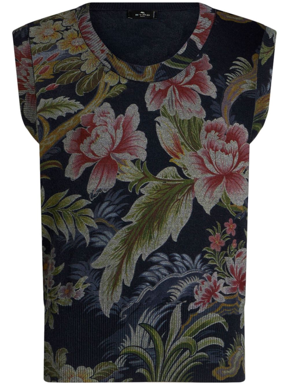 ETRO 花卉印花圆领背心 - 蓝色