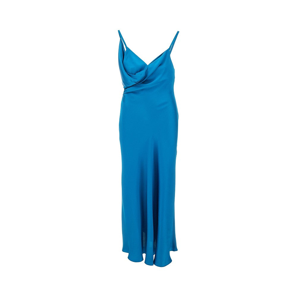 ALBERTA FERRETTI Satin midi dress with draping Woman 40