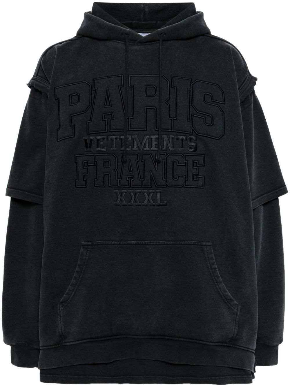 VETEMENTS Paris logo-embroidered hoodie - 黑色