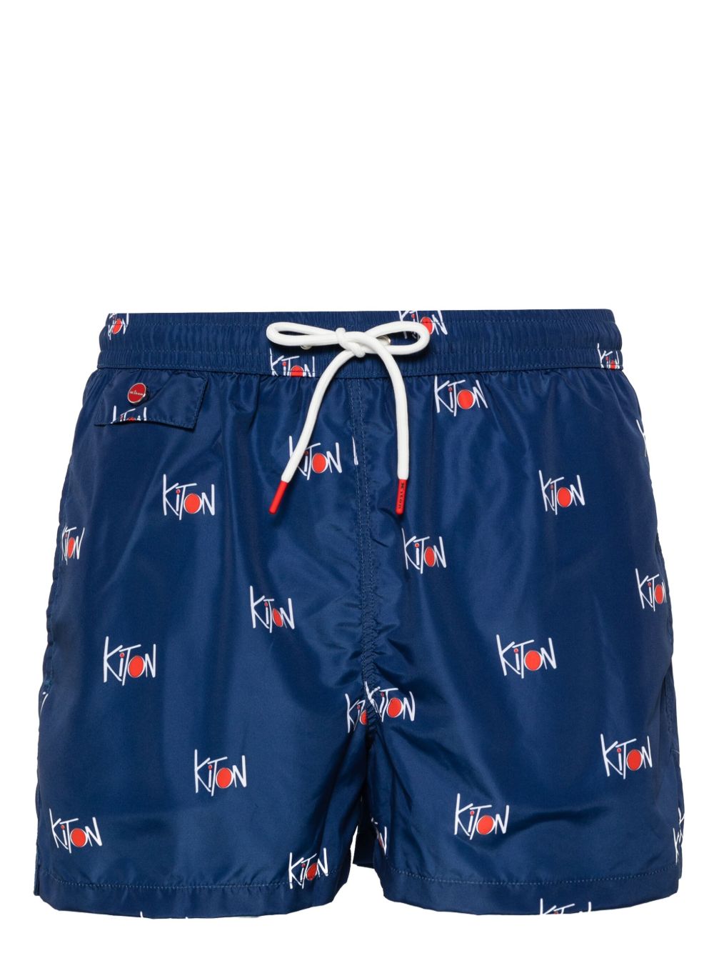 Kiton logo印花泳裤 - 蓝色