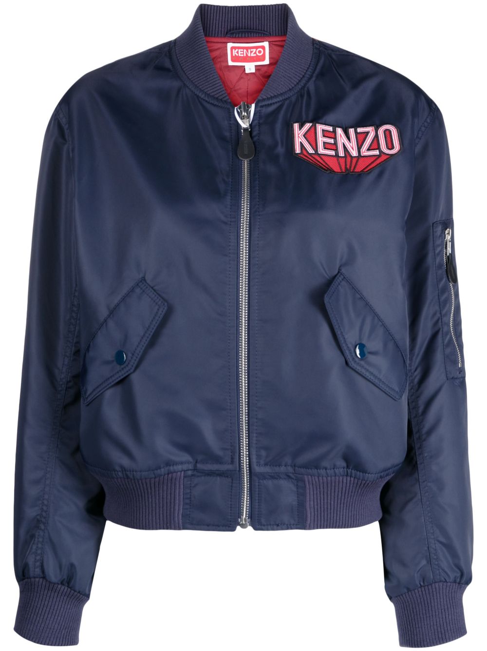 Kenzo 立体logo贴花飞行员夹克 - 蓝色