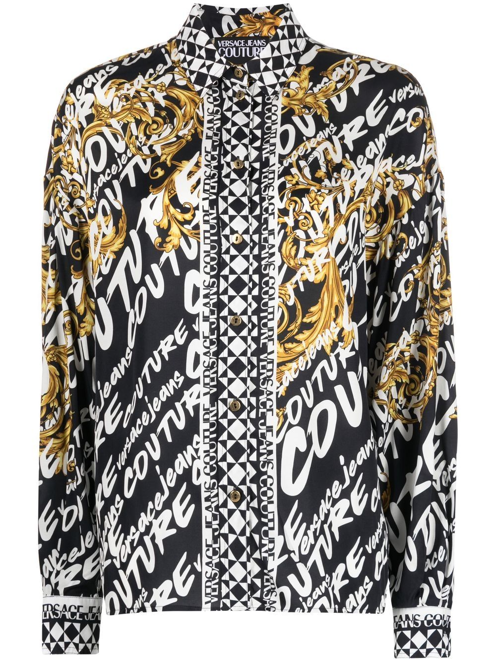 Versace Jeans Couture 范思哲 拉绒logo印花长袖衬衫 - 黑色