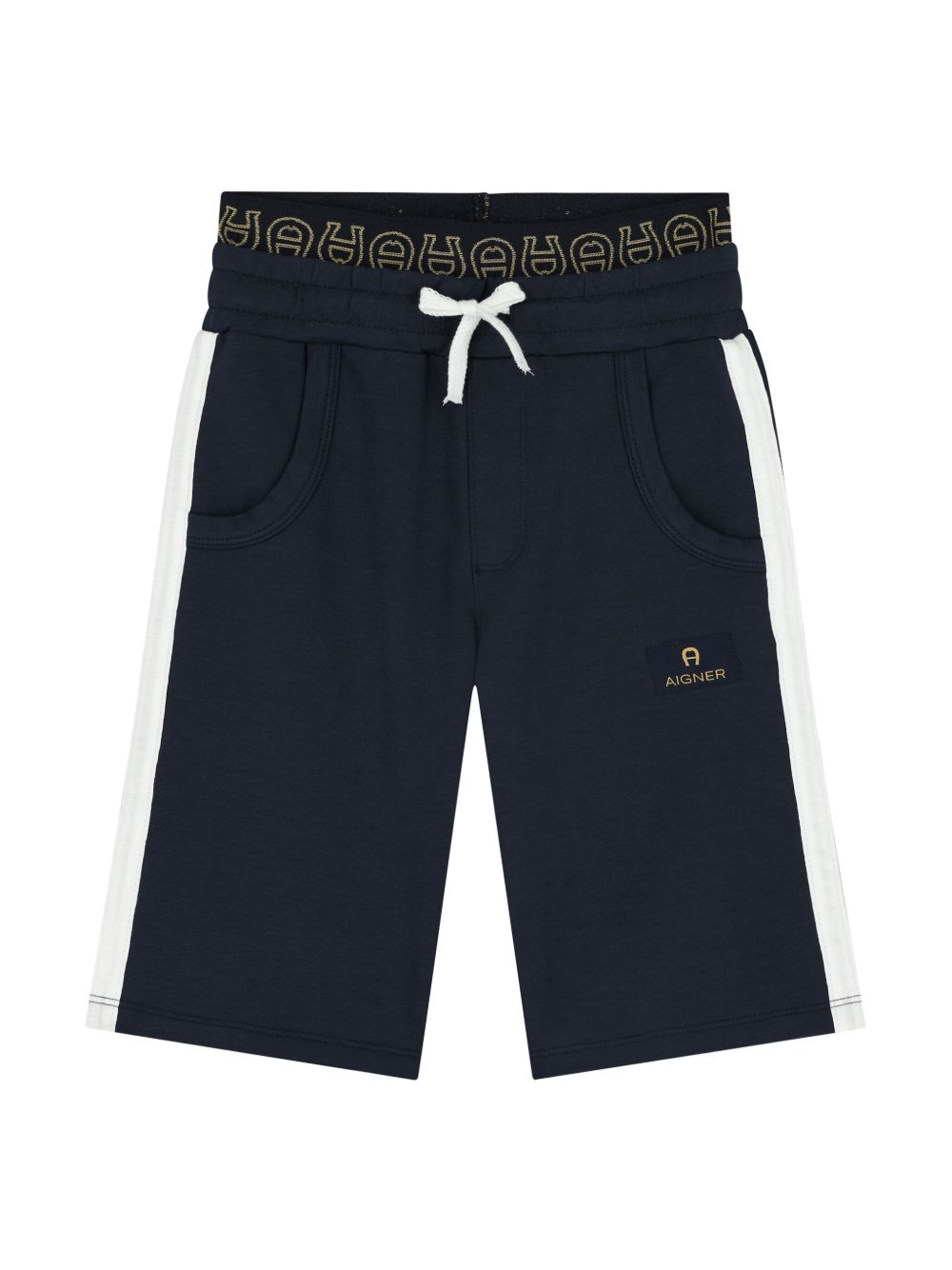 Aigner Kids logo贴花短裤 - 蓝色