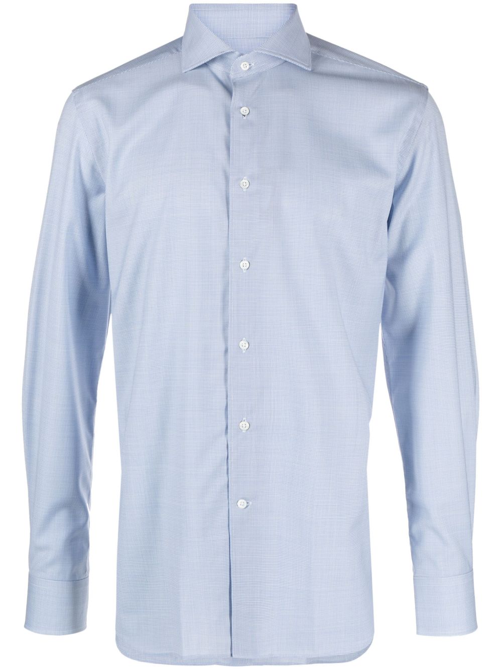 Corneliani 格纹长袖衬衫 - 白色