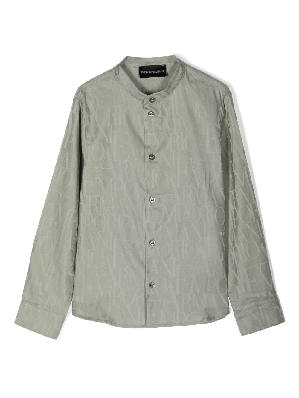 Emporio Armani Kids logo提花棉衬衫 - 绿色