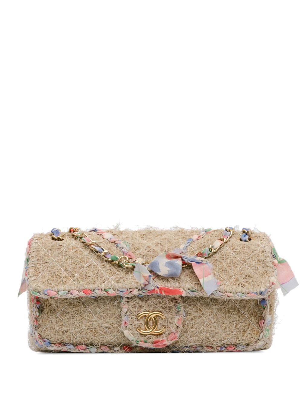 CHANEL Pre-Owned CC Straw Country Flap 单肩包（2009-2010年典藏款） - 褐色