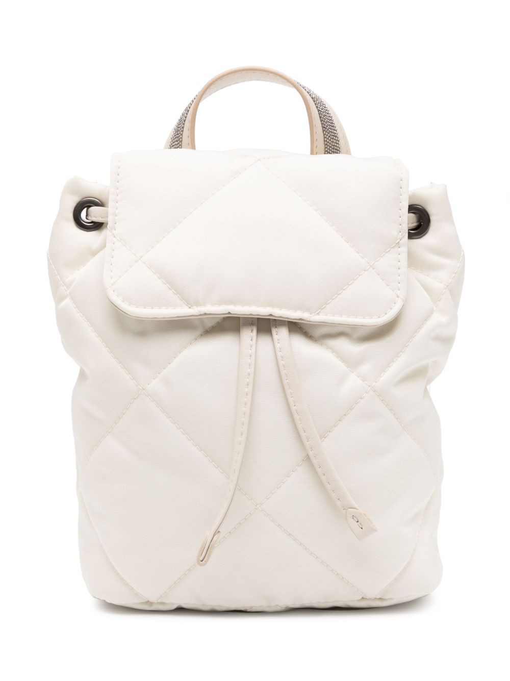 Brunello Cucinelli Kids 绗缝翻盖背包 - 中性色