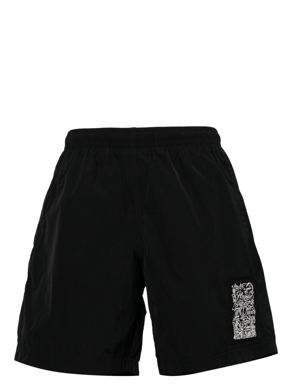 Alexander McQueen 标贴泳裤 - 黑色