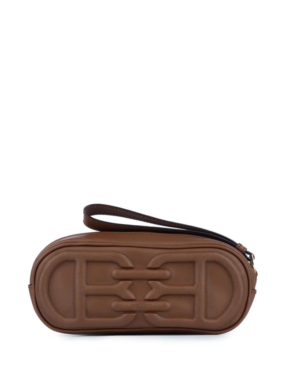 Bally logo压纹手拿包 - 褐色