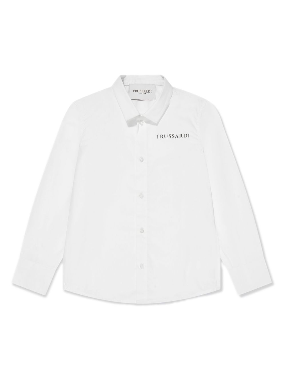 TRUSSARDI JUNIOR logo印花棉衬衫 - 白色