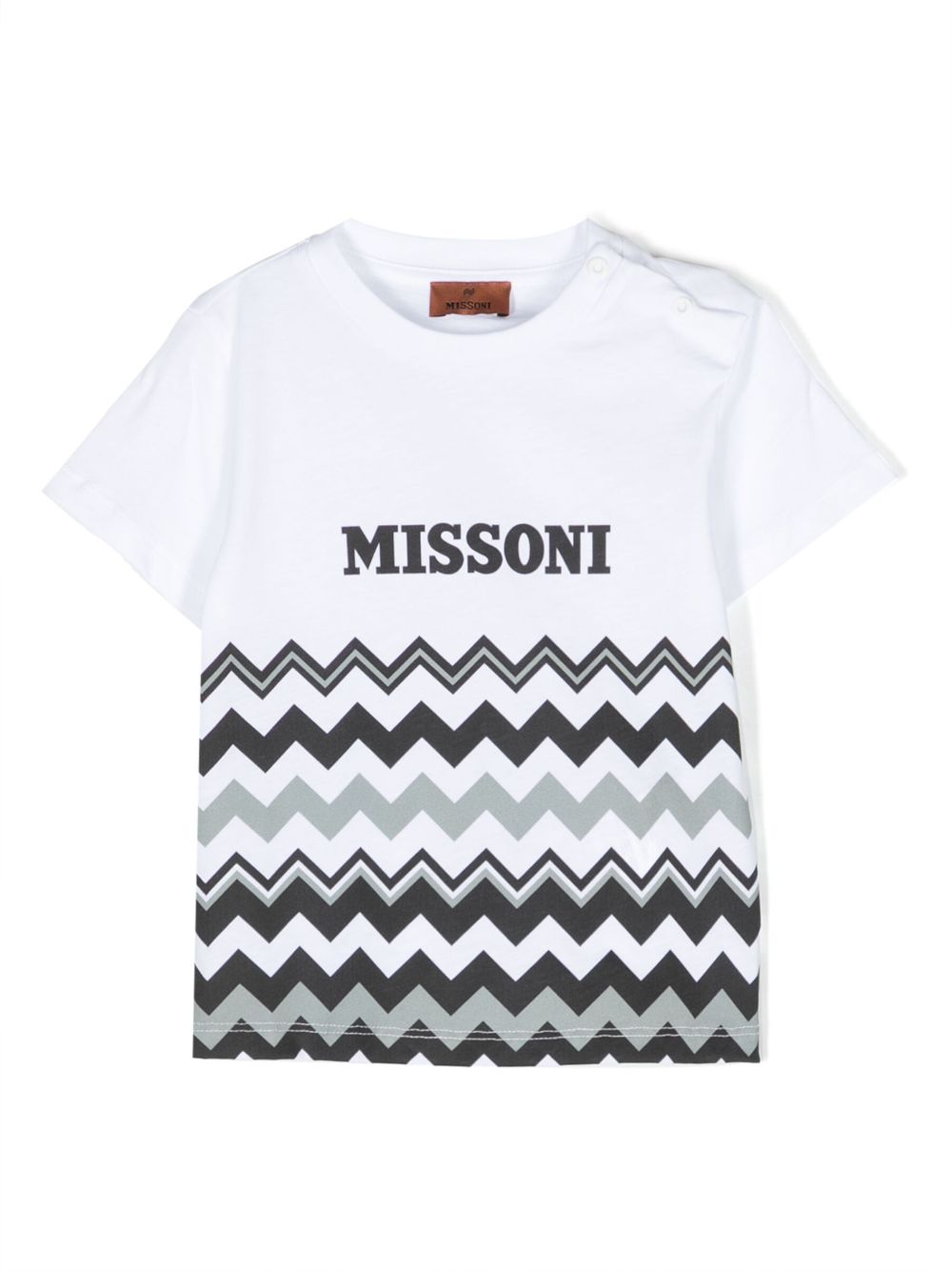 Missoni Kids Z字形图案印花棉T恤 - 白色