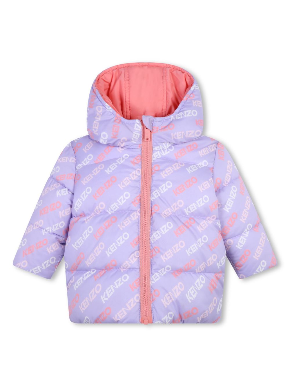 Kenzo Kids logo印花双面蓬松夹克 - 紫色