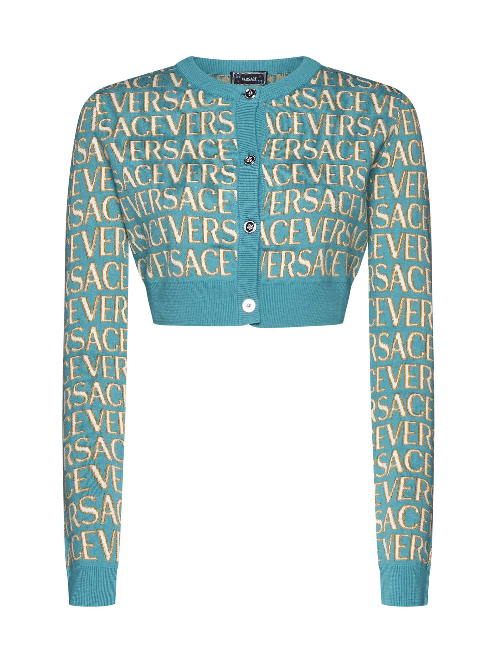 Versace Logo Cropped Cardigan