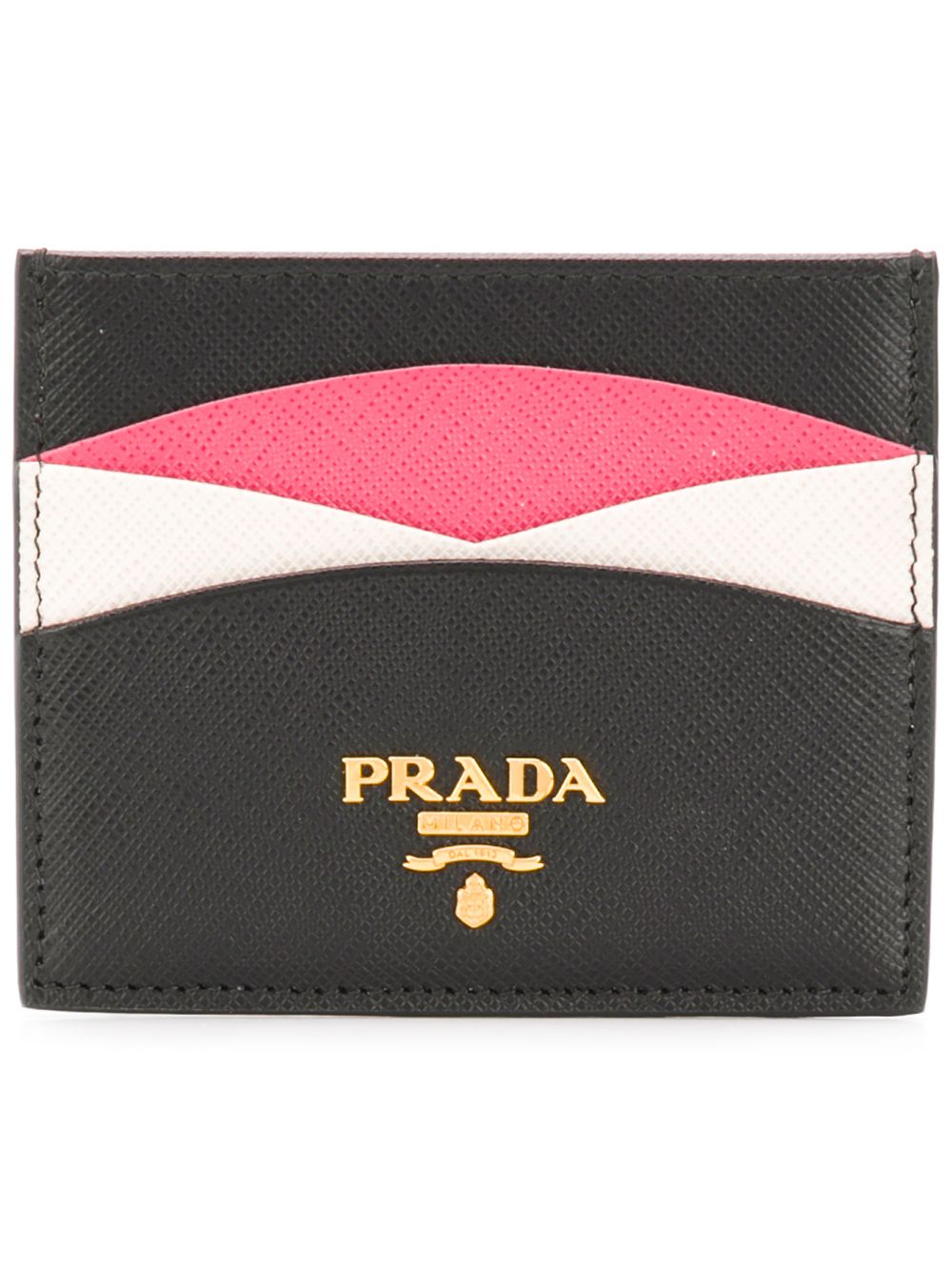 Prada 普拉达 十字纹皮卡夹 - 黑色