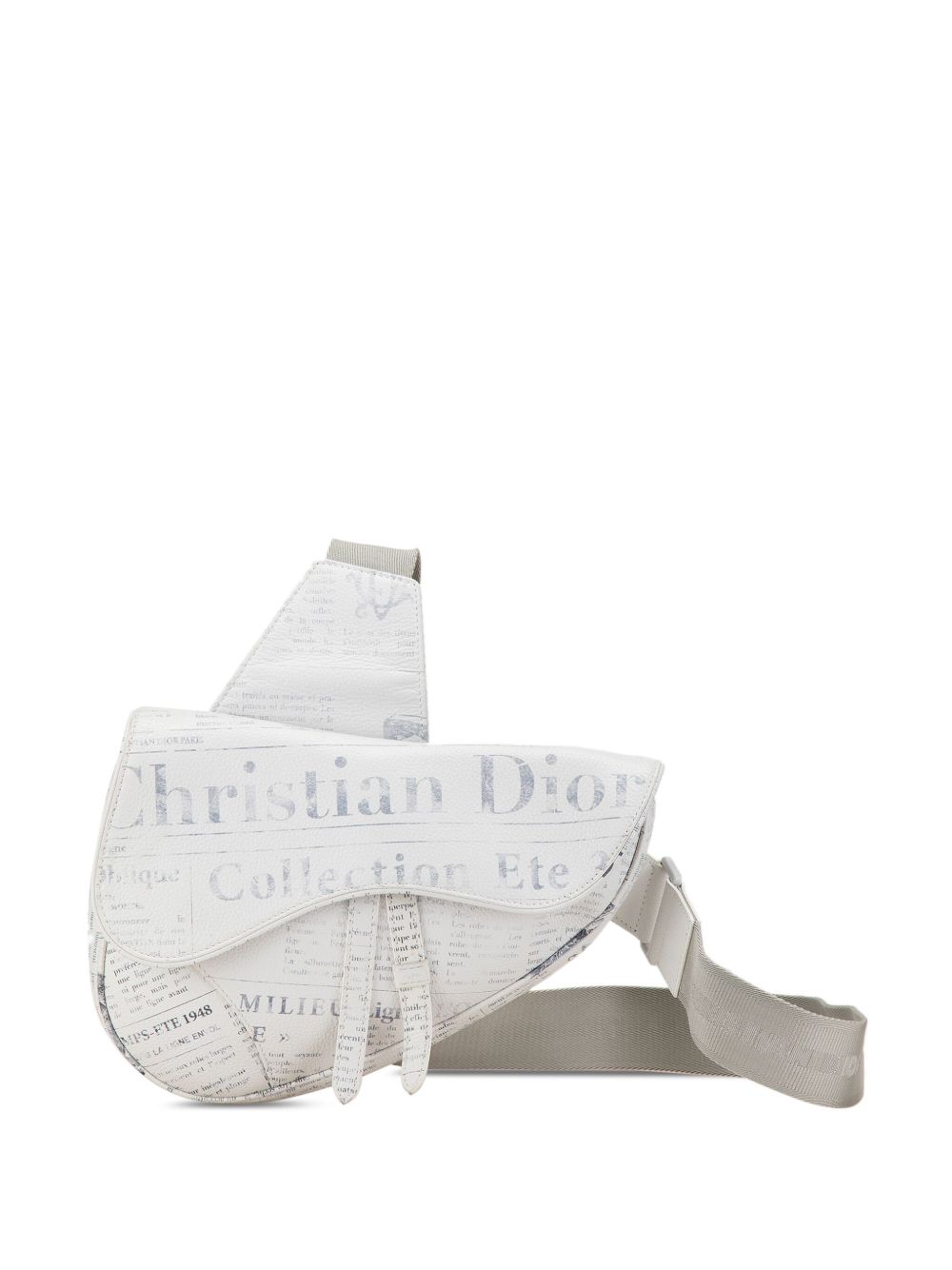 Christian Dior Pre-Owned Daniel Arsham Newspaper Print Saddle 斜挎包（2019年典藏款） - 白色